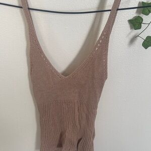 Bebe Tan Knit Sleeveless Top